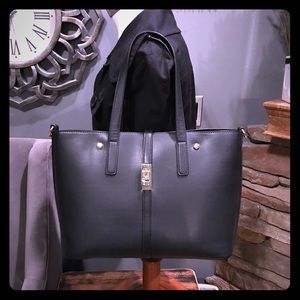 💝 Elegant Black Faux Leather Purse/Tote w/Strap